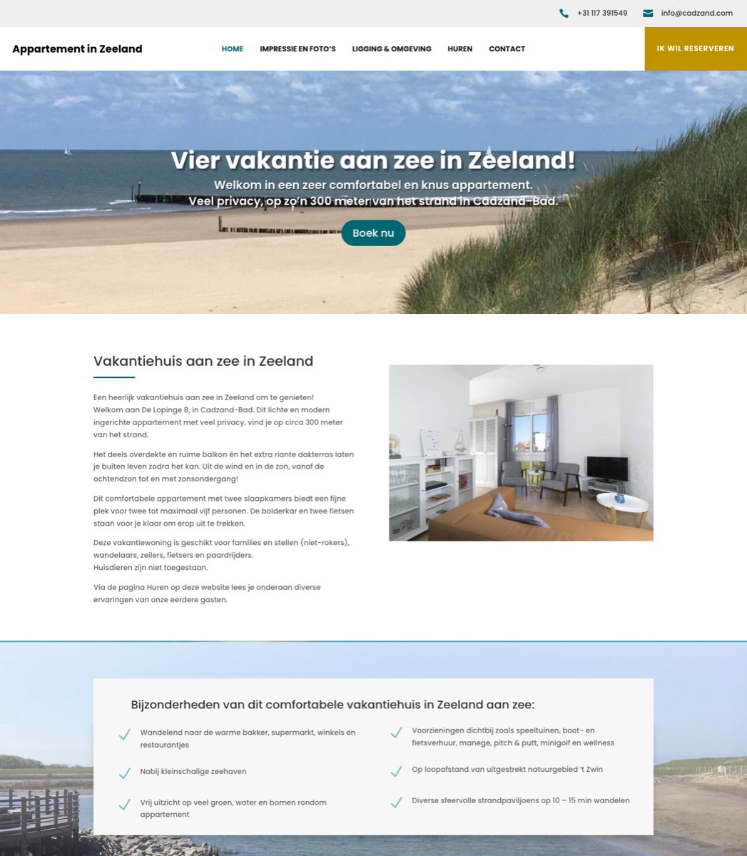 Website Appartement in Zeeland
