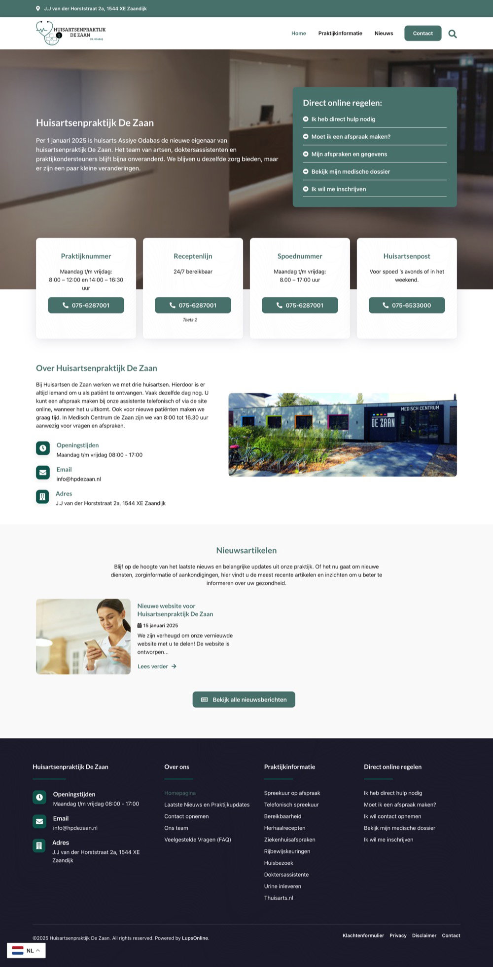 Website Huisartsenpraktijk de Zaan