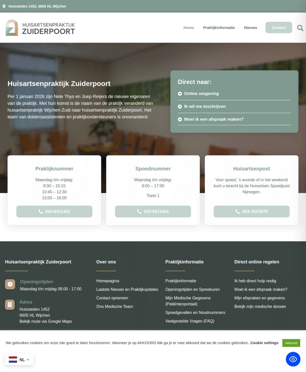 Website Huisartsenpraktijk Zuiderpoort