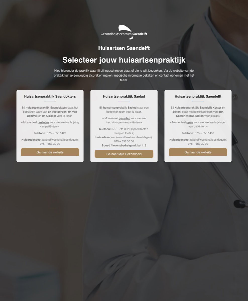 Website Gezondheidscentrum Saendelft