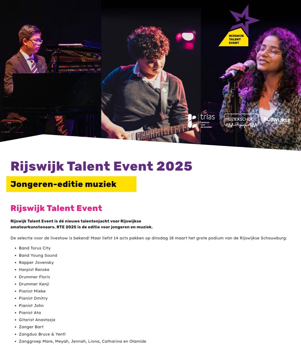 Website Rijswijk Talent Event