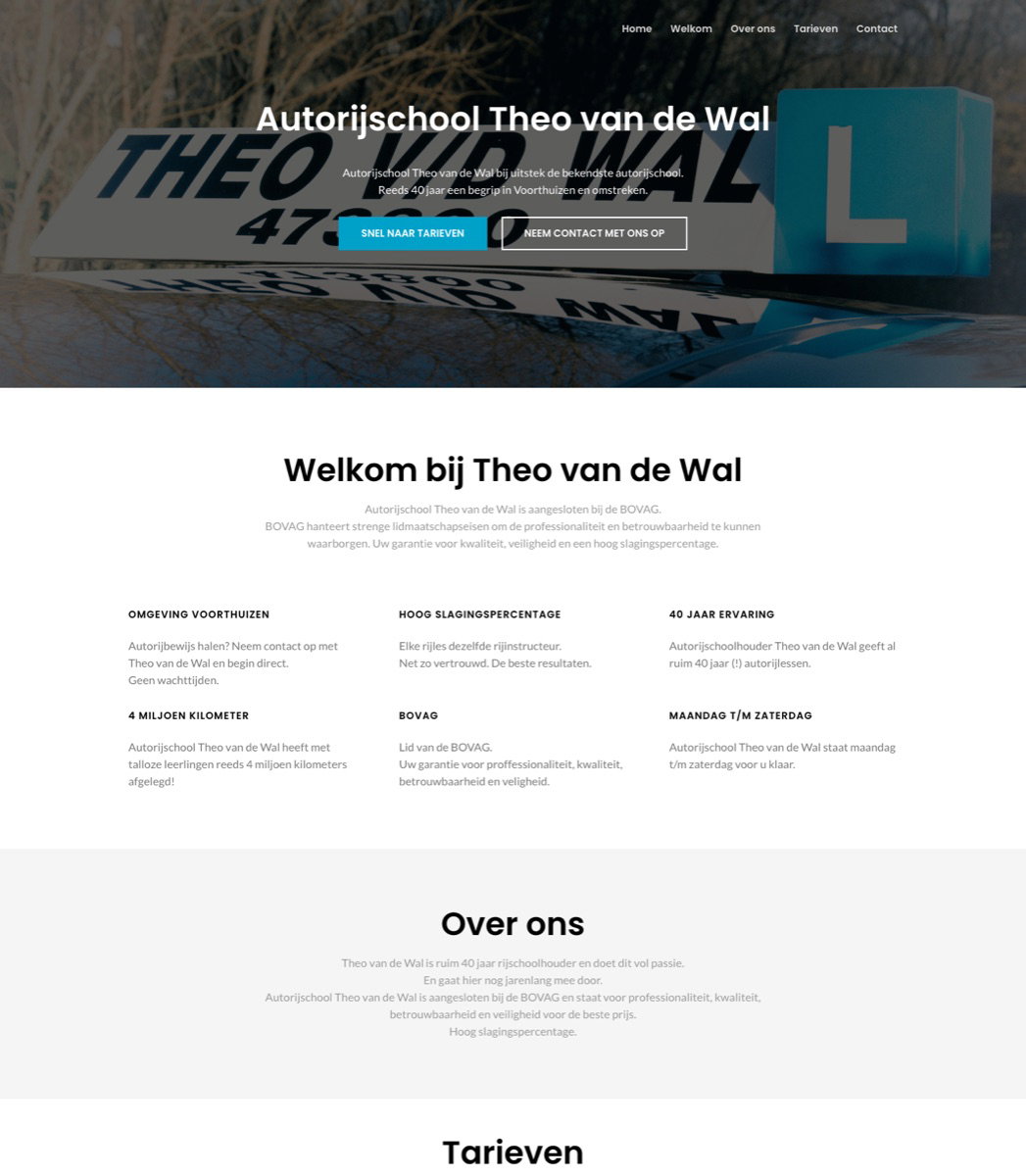 Website Autorijschool Theo v.d. Wal