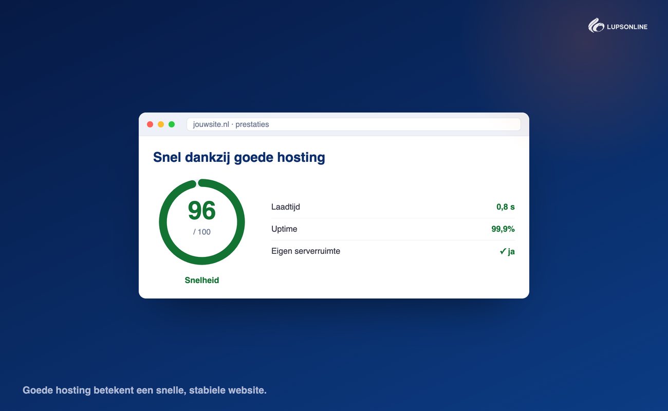 Snelle website met hoge prestatiescore door goede hosting