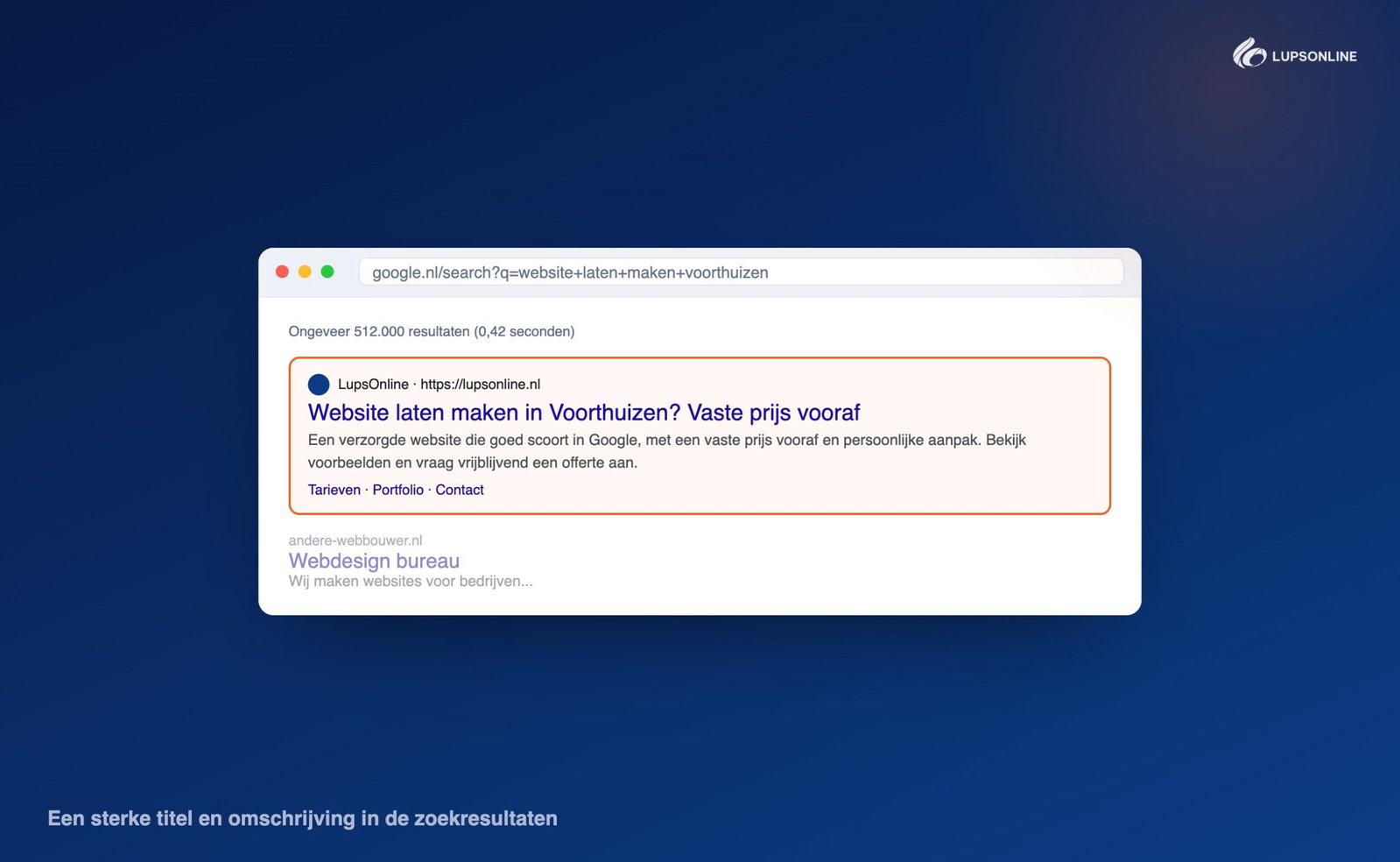 Een sterke titel en omschrijving in de zoekresultaten